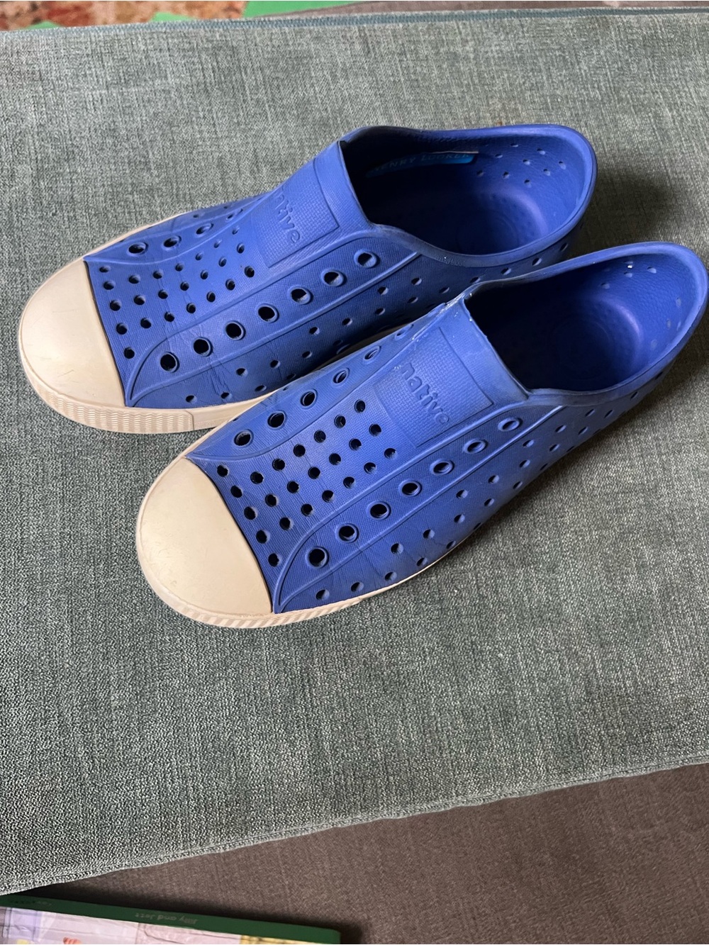 Native Shoes Kids Blue Water Shoes with Cream Toe Cap